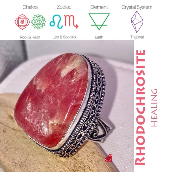 Natural Pink Rhodochrosite Gemstone Handmade Ring - Picture 1 of 7